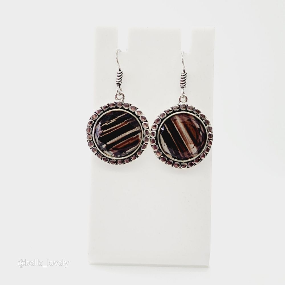 Sparkly Dichroic Glass Handmade Drop Dangle Earrings Jewelry 1.52" - Picture 5 of 5